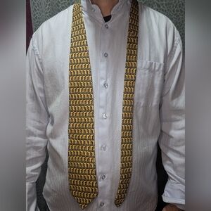 Brooks Brothers Elephant Print Silk Tie Navy & Gold